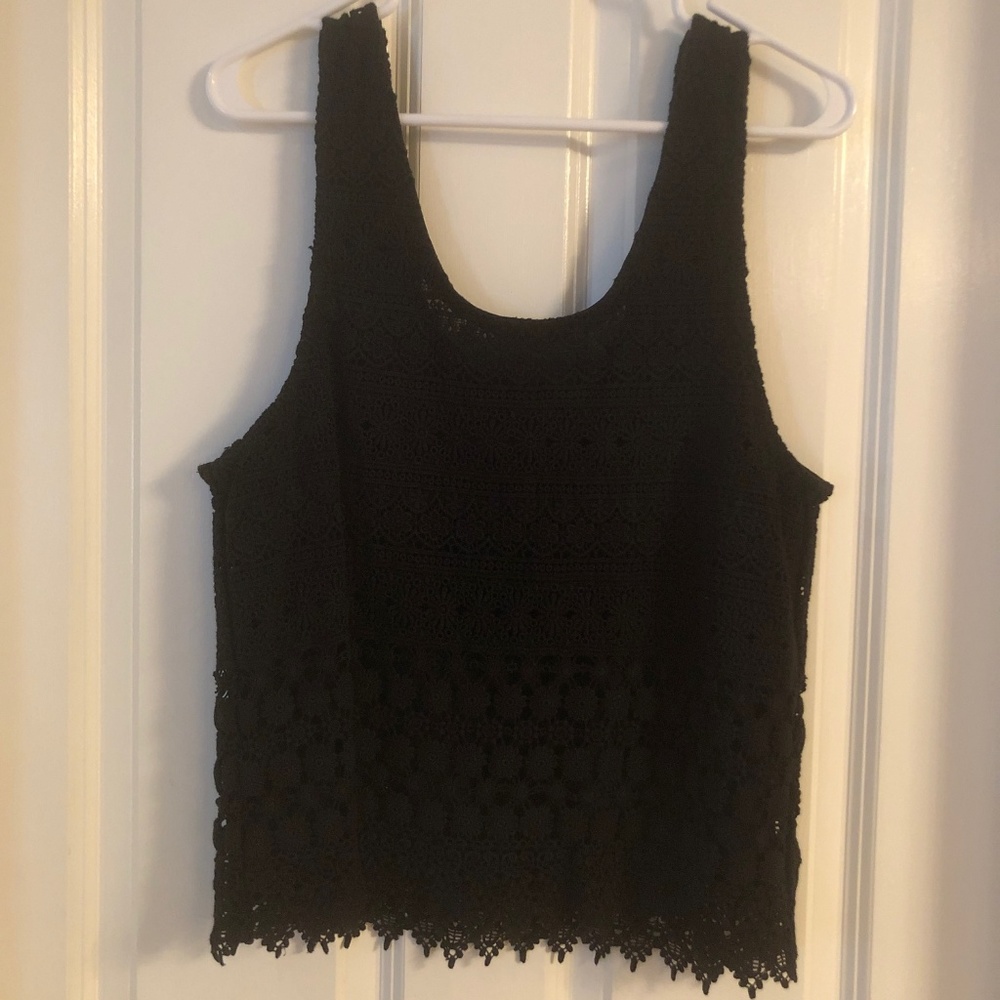 Topshop Black Crochet-esque Tank